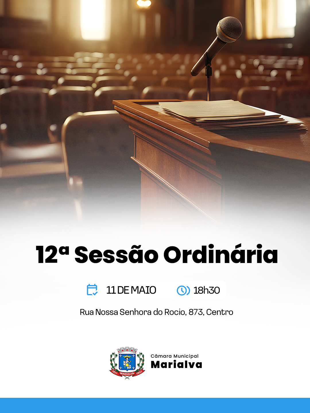 12ª Sessão Ordinária da Câmara de Marialva será realizada nesta segunda-feira (11)