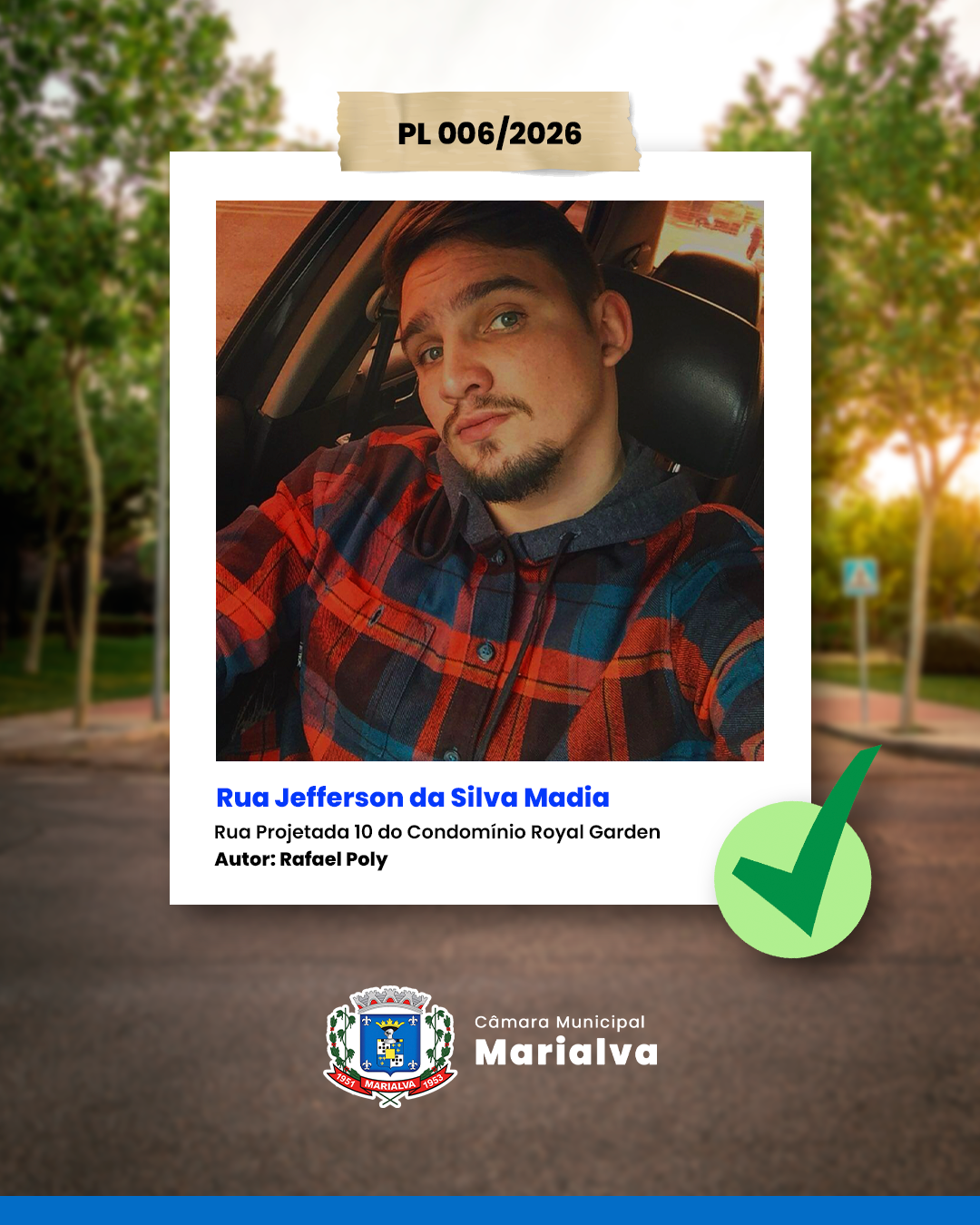 Homenagem eterniza o nome de Jefferson da Silva Madia